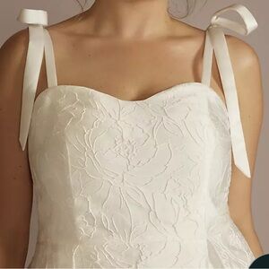 NEW David’s Bridal Short Jacquard A-Line Dress with Removable Straps